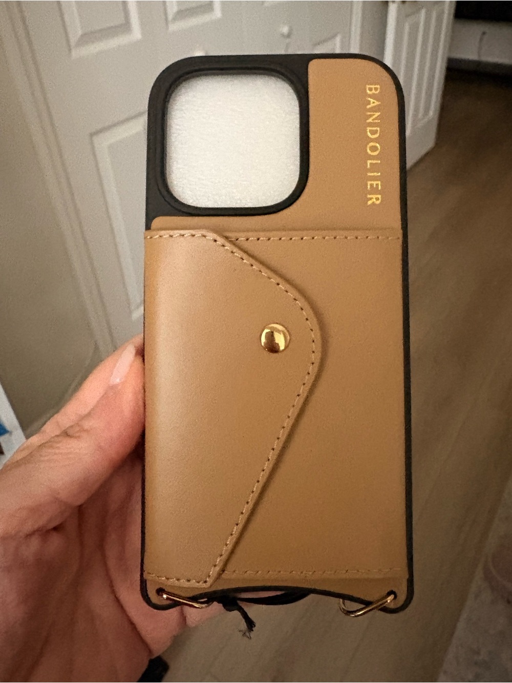 Bandolier Tan Leather Cardholder Iphone Case 16 PRO